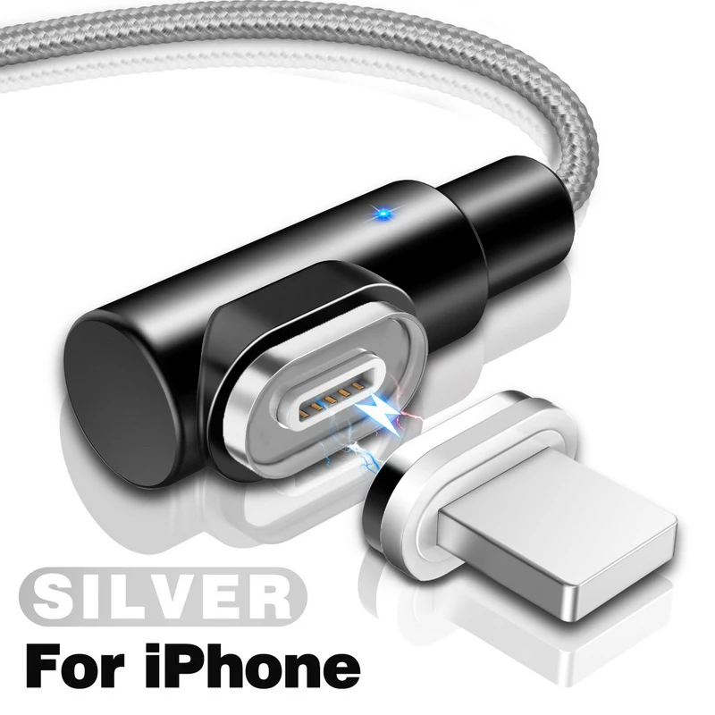 Магнитный кабель GETIHU 2.5A для быстрой зарядки iPhone X 8 samsung Micro usb type C Quick Charge 3,0 Магнитный шнур для зарядки и передачи данных - Цвет: For iPhone Silver