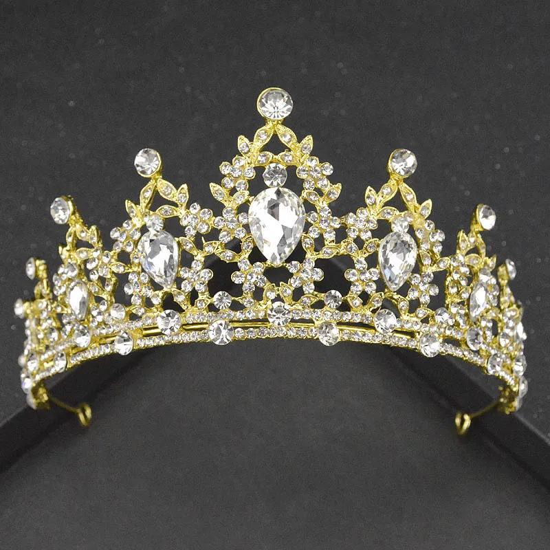Gold White Новинка, серебряная свадебная диадема с кристаллами AB для свадьбы, стразы, корона, свадебные диадемы, украшение на голову, диадема, ободки, свадебный головной убор - Окраска металла: Gold White