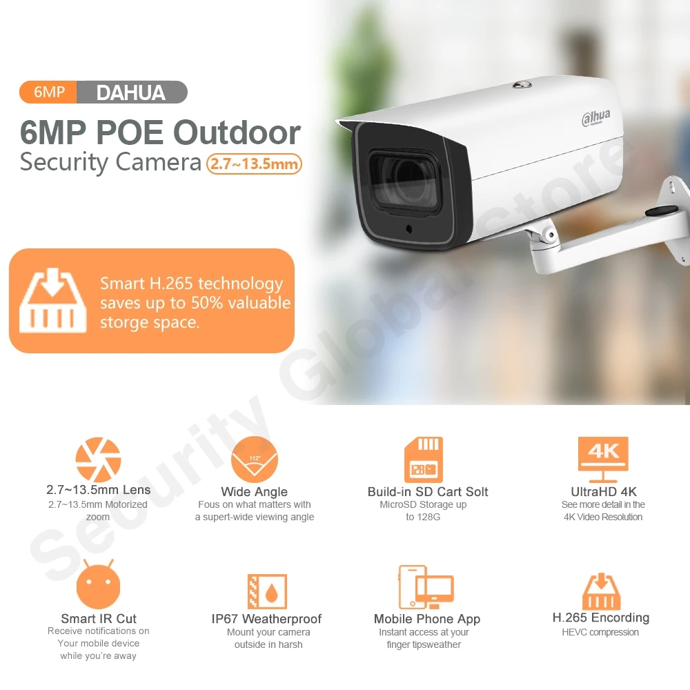 dahua ip camera 6mp ipc hfw4631f zsa 2 7 13 5mm 5x zoom with bracket poe camera outdoor ir60m mic sd card slot ip67 ik10 bullet free global shipping