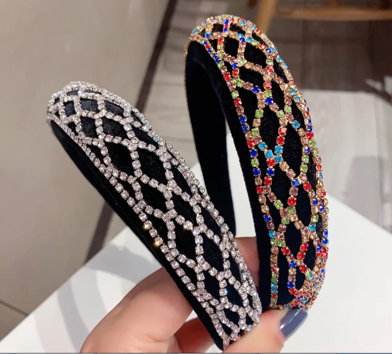 

Retro colored diamond hairbands hairpin color rhinestone headbands rainbow diamond headband female summer