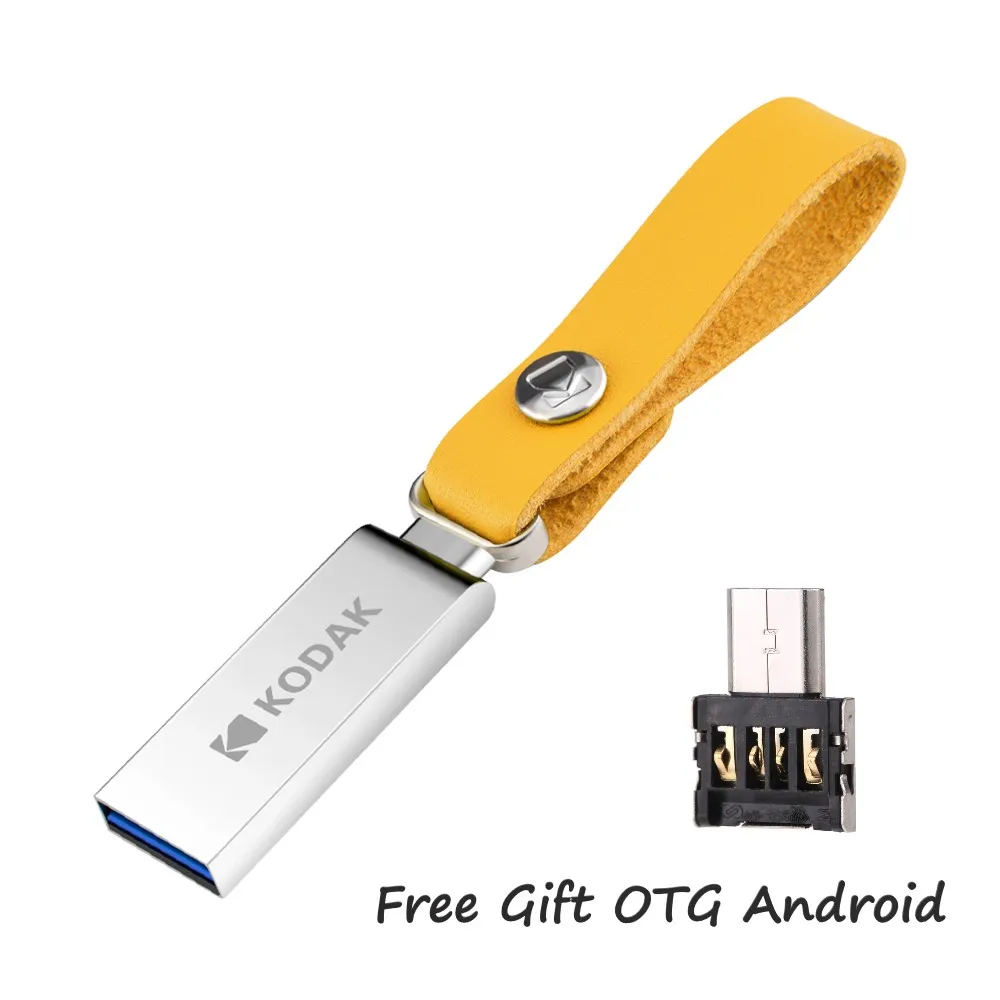Kodak флеш-накопитель K123 USB 3,0 металлический USB флеш-накопитель 16 ГБ 32 ГБ 64 Гб 128 ГБ флеш-накопитель USB 3,0 флеш-накопитель U диск OTG подарок - Цвет: K123 and OTG Android