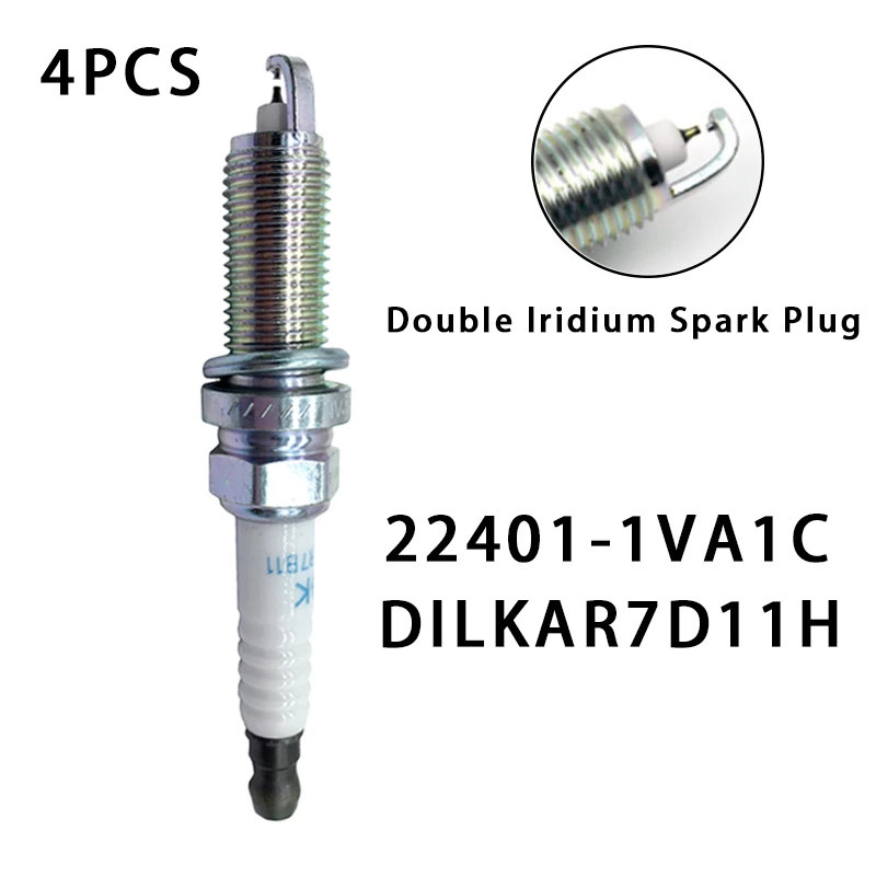 Новинка 4 шт. 22401-1VA1C DILKAR7D11H двойная иридиевая Свеча зажигания для Nissan Rogue 2 0 L 2017 X-TRAIL