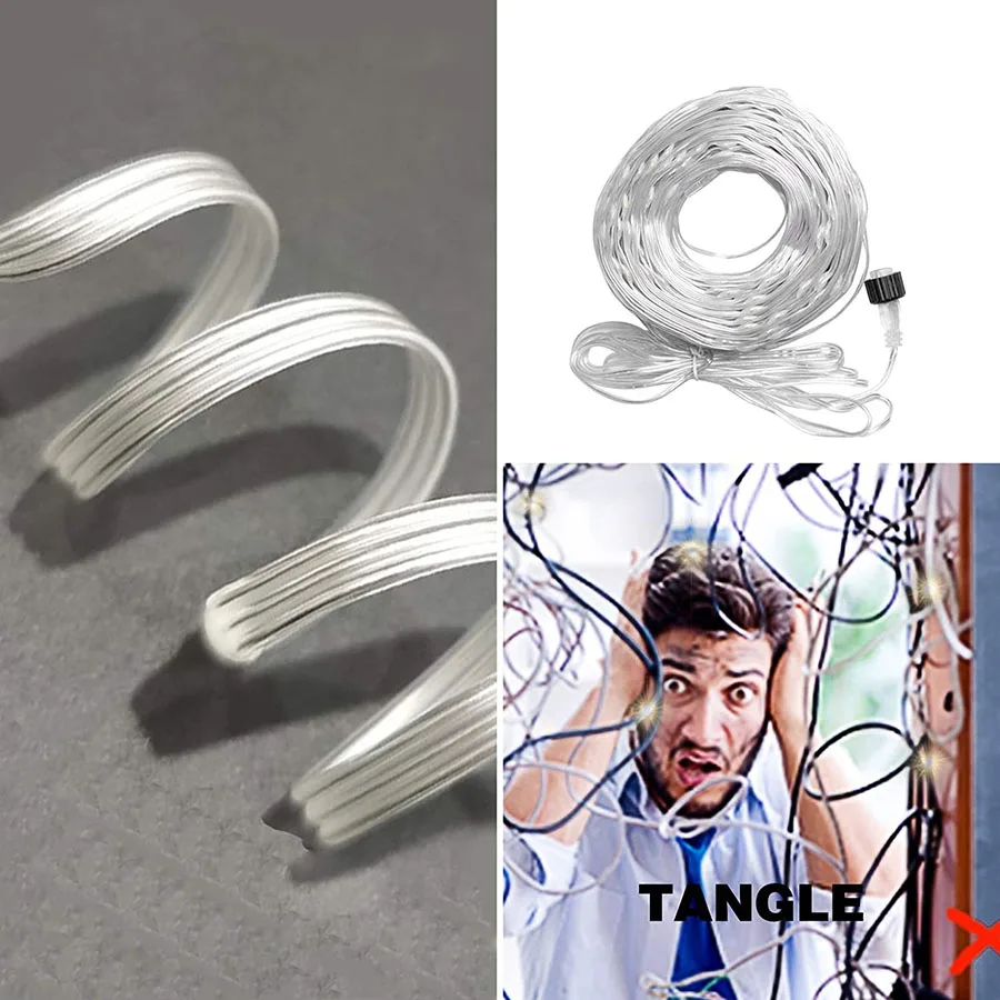 

New 10/20/30/50M Solar Clear PVC Wire Christmas Light Garden Patio Fence Decor String Light 8 Lighting Modes Fairy Garland Light