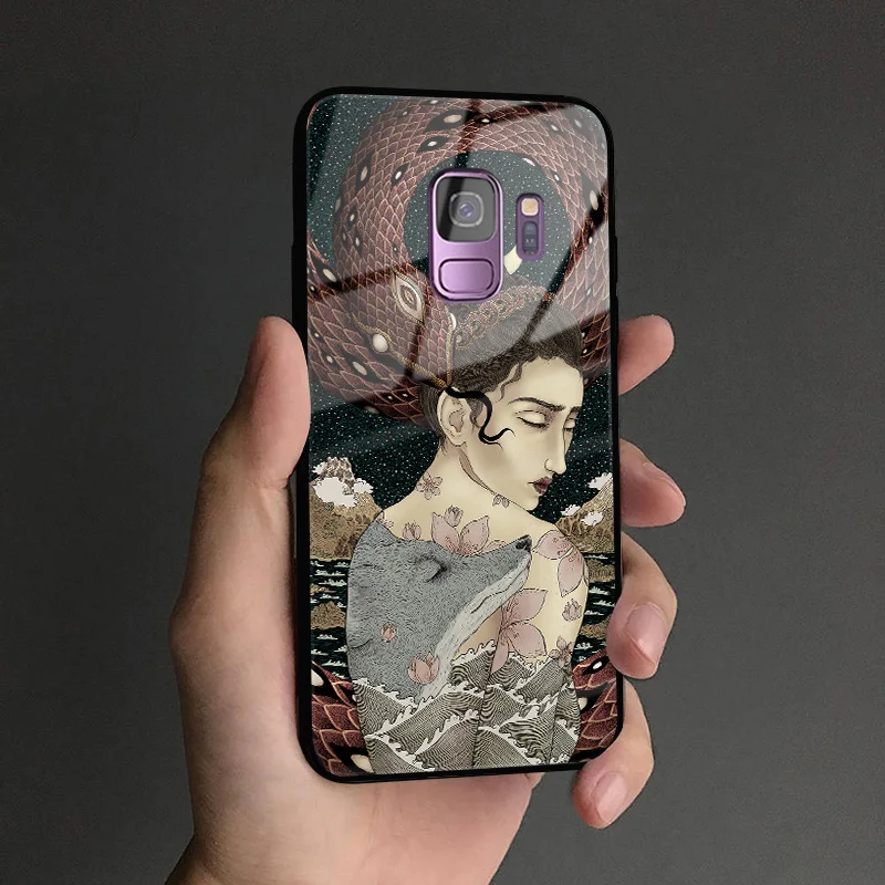 UKIYOE 10 Ukiyo-e японский стиль художественный мягкий силиконовый стеклянный чехол для телефона чехол для samsung Galaxy S8 S9 S10e S10 Note 8 9 10 Plus - Цвет: UKIYOE 10