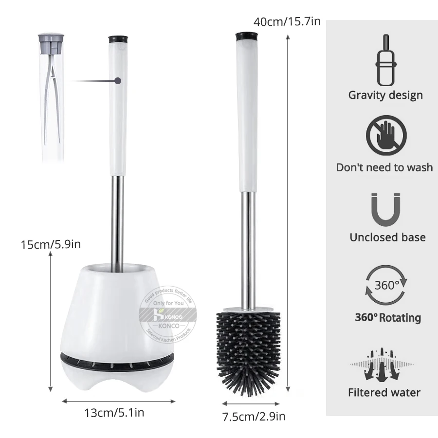 Резиновая щетка для туалета Konco с держателем чистящая бытовой очиститель пола