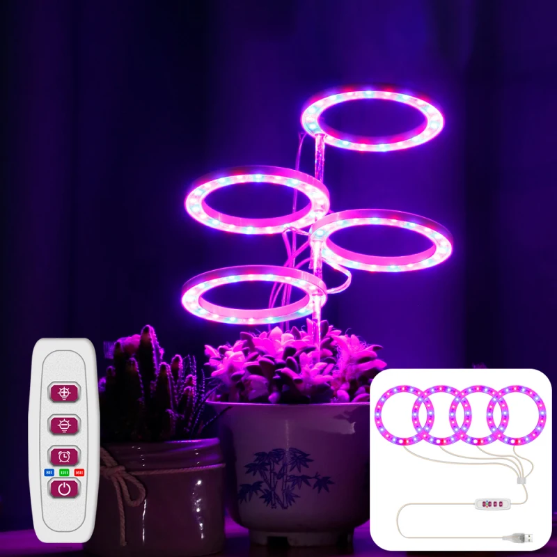 

LED Angel Ring Grow Light DC5V USB Phytolamp Full Spectrum Phyto Lamp Indoor Flower Greenhouse Seedling Home Flower Succulet