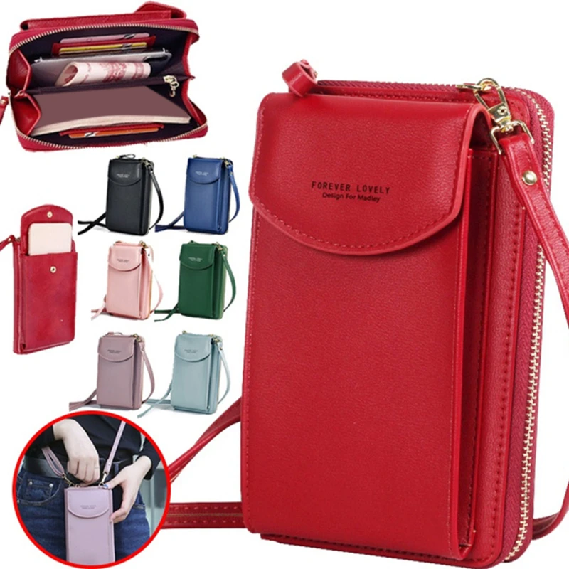 Women Wallet Shoulder Small PU Bags Straps Mobile Phone Ladies Card Holders Wallet Handbag Money Pockets Small Bags