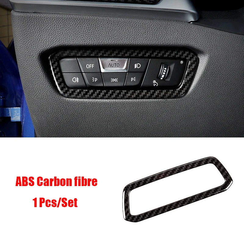 

ABS Carbon fibre For BMW 3 Series 2019 2020 accessories internal Car Headlamps Adjustment Switch cover trim Sticker Car styling