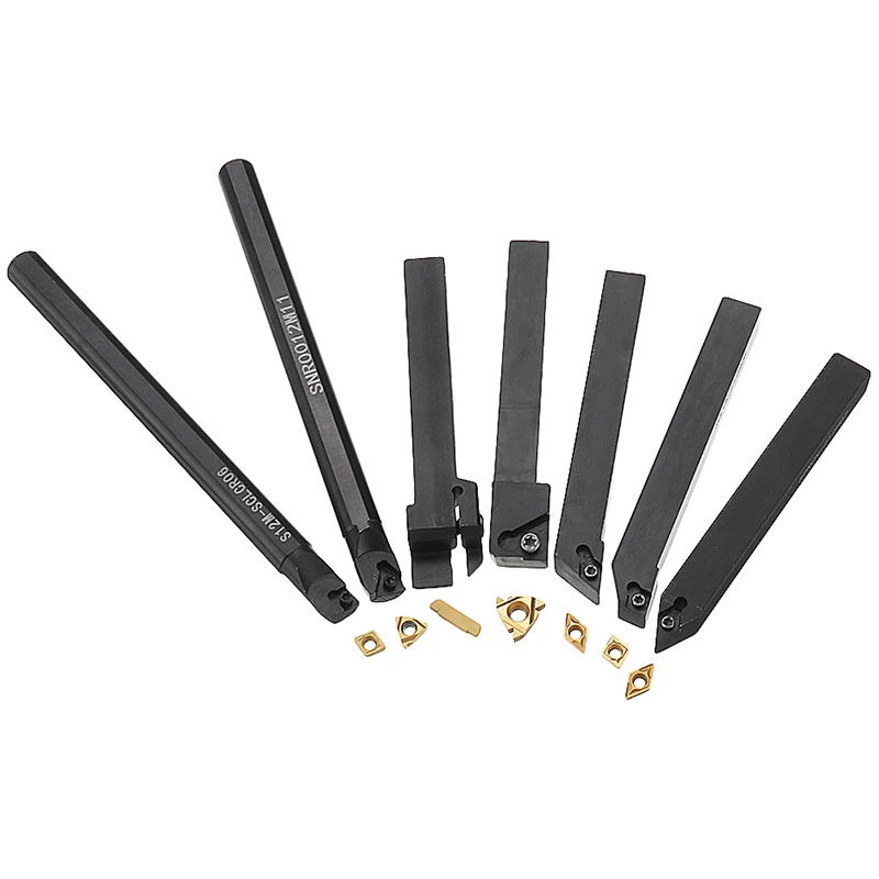 

JFBL Hot 7 Set 12mm Shank 45HRC Lathe Boring Bar Turning Tool Holder Set with Carbide Inserts for Finishing Operations