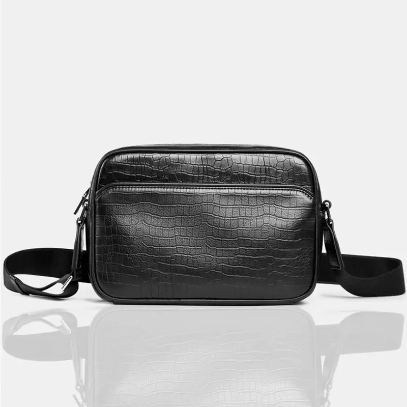 

Men's New Solid Color Crocodile Pattern Shoulder Bag Quality PU Embossed Casual Business Bag INS Small Bag