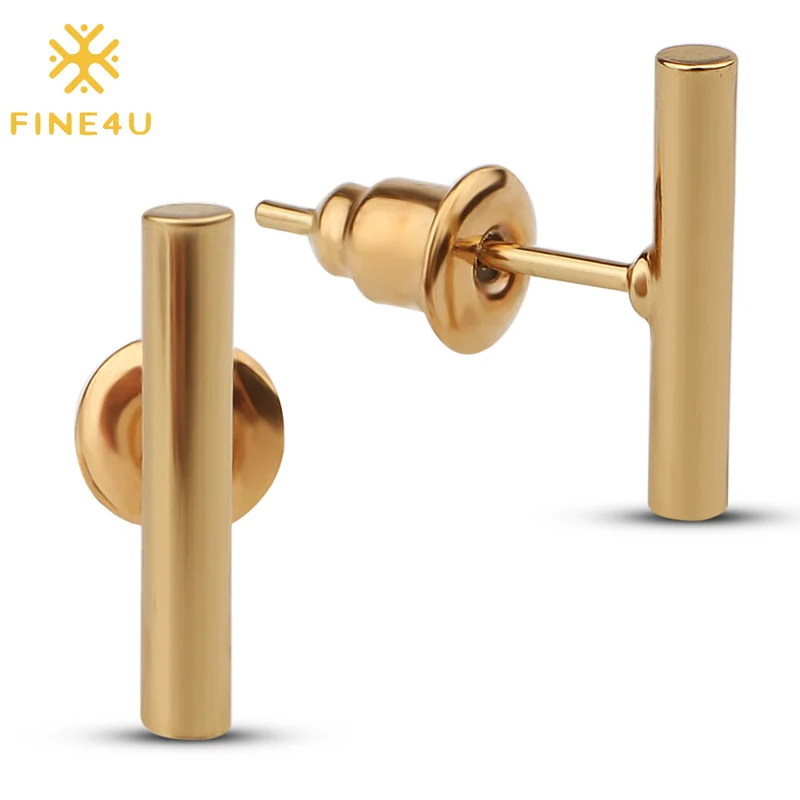 FINE4U E111 милый мини бар серьги со шпилькой для женщин нержавеющая сталь упрощает