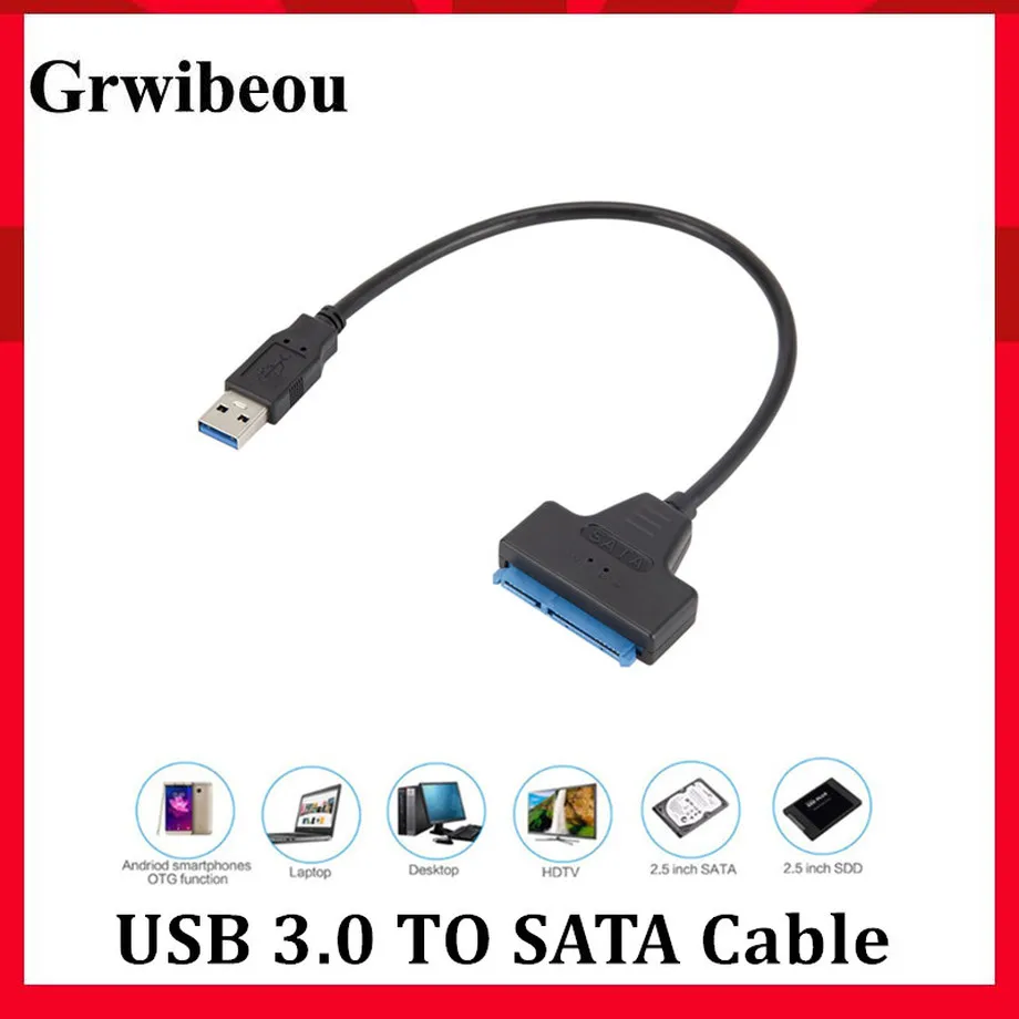 

Grwibeou USB 3.0 SATA Cable Sata to USB Adapter Support 2.5 Inches External SSD HDD Hard Drive 22 Pin Sata Cable Adapter