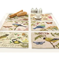 tree flower bird printed mat drink coasters dining table table accessories dish pad home decoration accessories modern kitchen