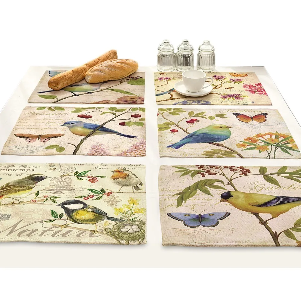 Подставки под напитки с принтом дерева цветов птиц аксессуары для обеденного