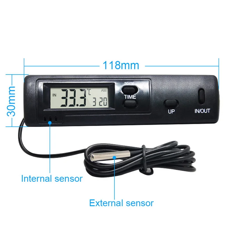 

Indoor Outdoor Thermometer Monitor With Probe Sensor Wired Thermometer Digital LCD Temperature Meter For Home Office Car
