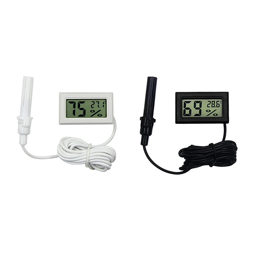

Mini Probe Hygrometer Thermometer, Reptile Aquarium Thermometer Digital LCD Display Indoor Outdoor Humidity Meter Gauge