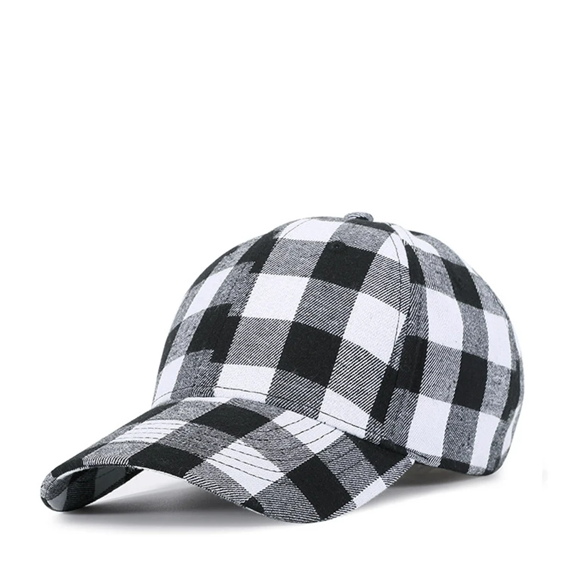 

New Plaid Baseball Caps Men Women Fashion Snapback Hats Cotton Red Blue Gray Green Cap Bone