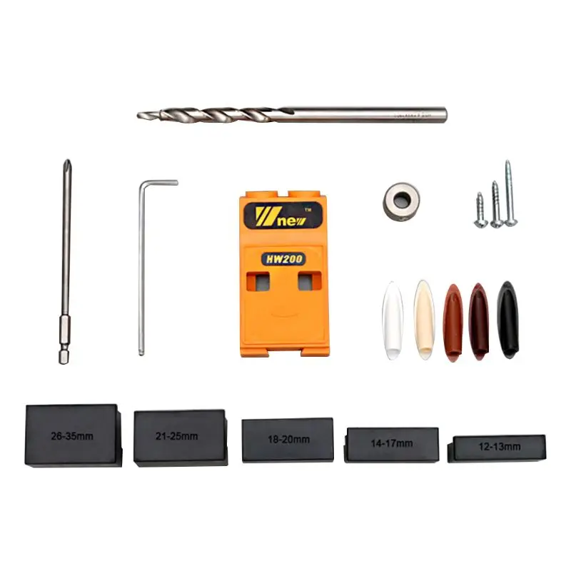 

Woodworking Oblique Hole Punch Locator Drill Bits Pocket Jig Kit Step Drilling 203F