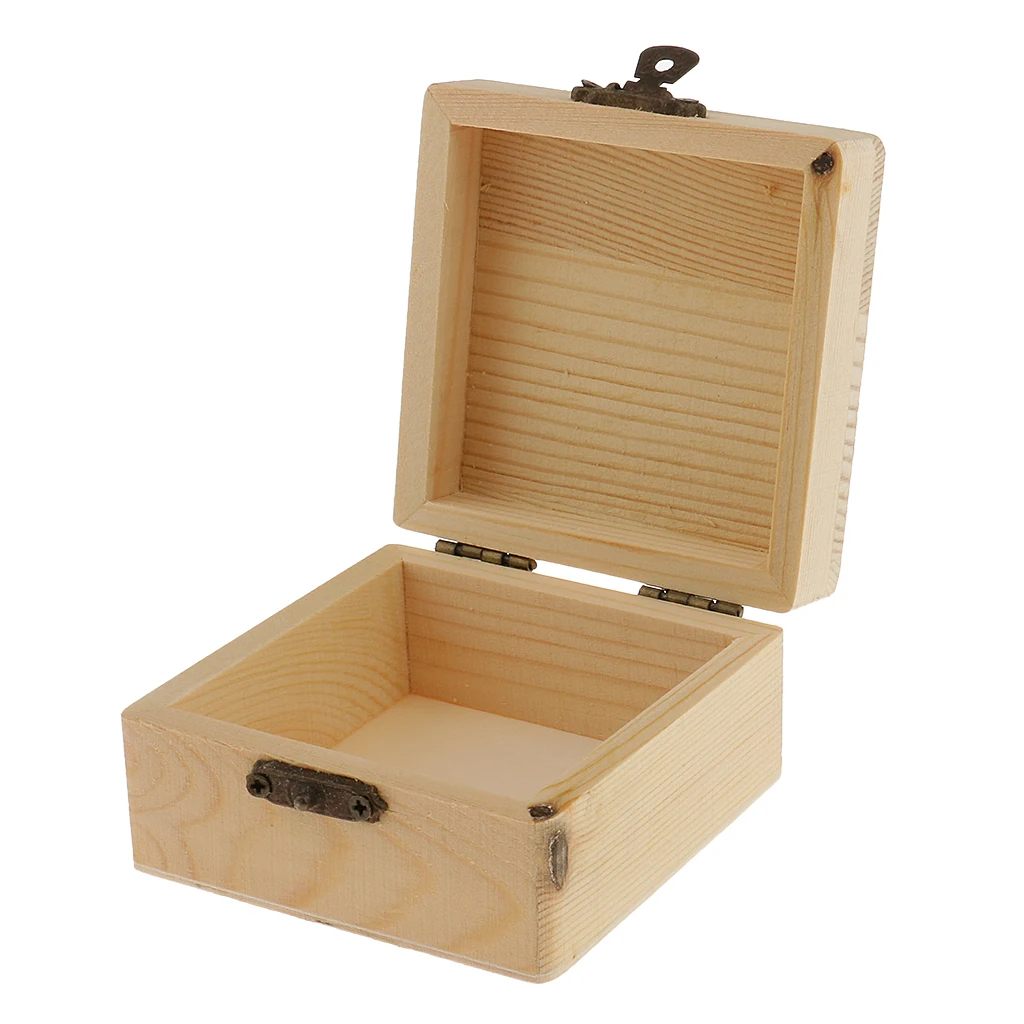 

Unfinished Wood Craft Box Case Wooden Boxes with Hinged Lid for Arts, Crafts,