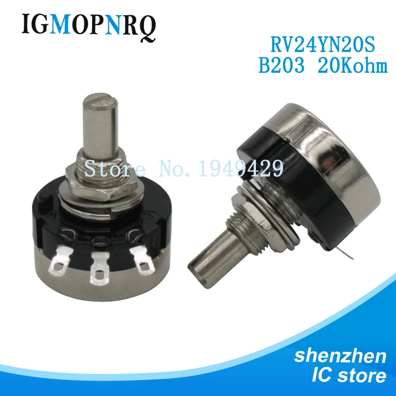 

2PCS RV24YN20S RV24YN20S-B203 20K ohm Potentiometer RV24YN 203 20KR Single Coil Carbon Film Potentiometer