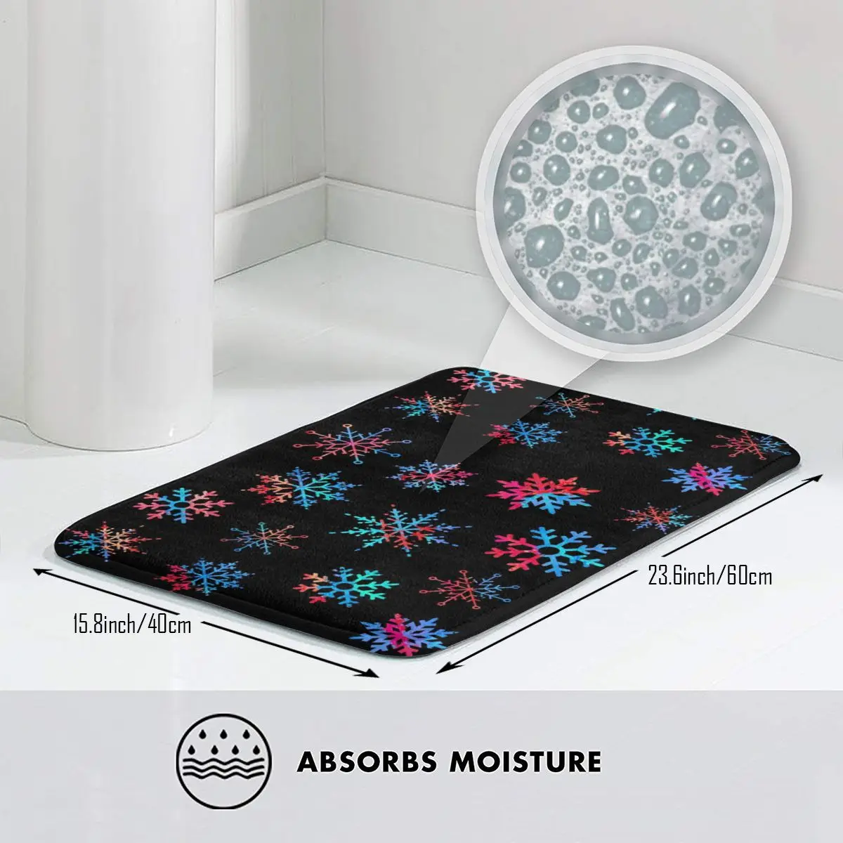 

Bath Mat Colorblocked Snowflake Art Rug Carpet Doormat Anti-slip Absorbent Entrance Living Room Home Bathroom Hallway Musicroom