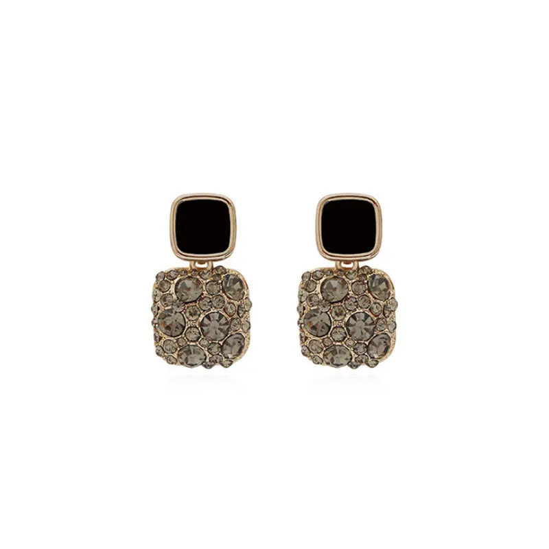 

Korean Style S925 Silver Pin Earrings Fashion Trend High-quality 2021 New Fashion Earrings Geometric Block-encrusted Studs