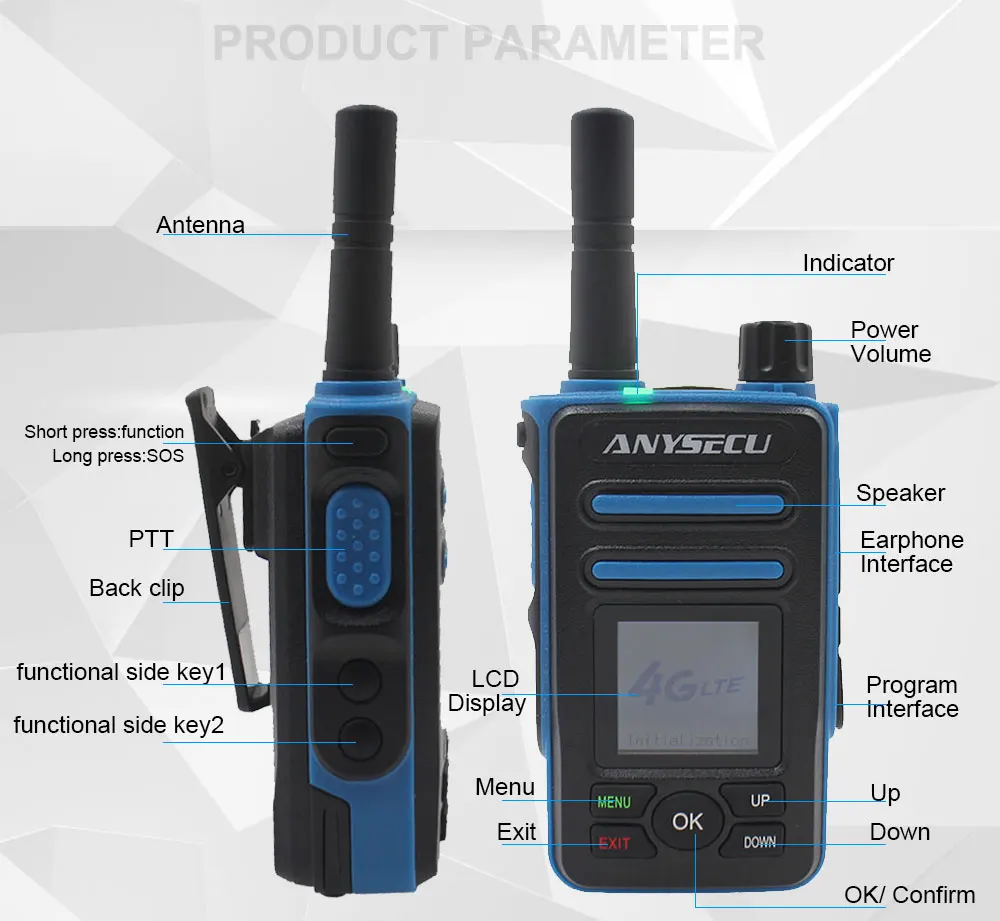 Сетевое радио ANYSECU 4G F8plus с GPS работает реальным ptt LTE WCDMA GSM портативная рация ПК