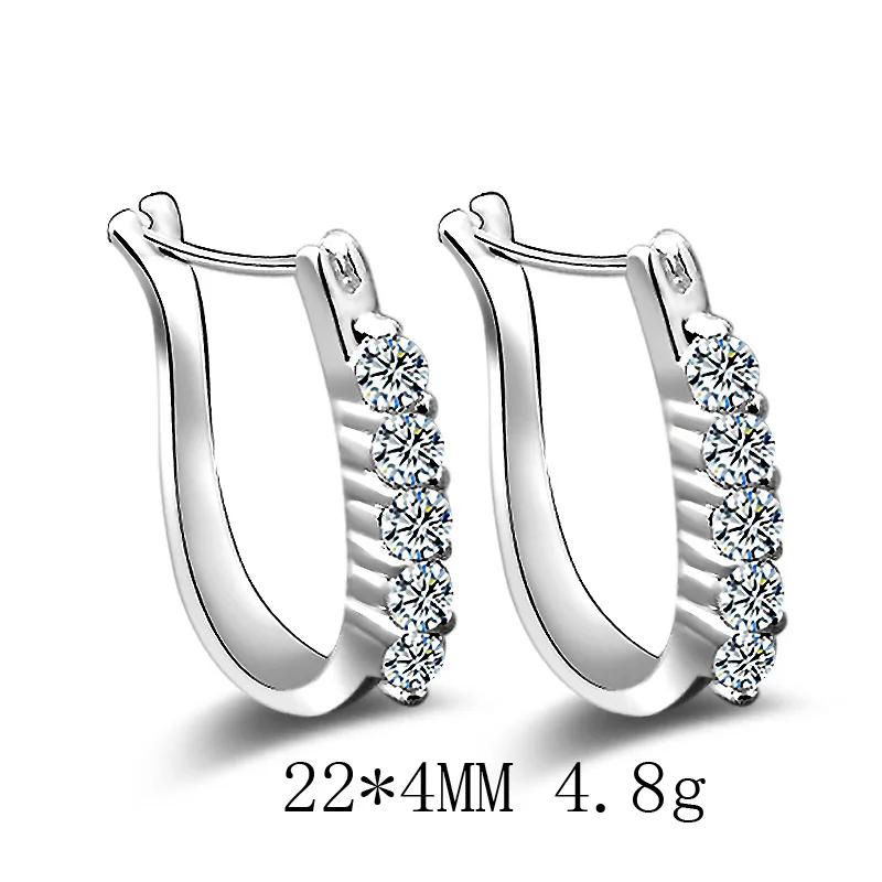 Модные серьги-гвоздики серебряного цвета Роскошные инкрустированные Стразы U