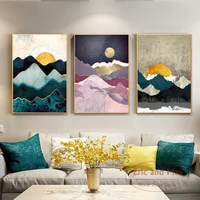 nordic abstract sunrise sunset golden sun canvas painting posters and prints wall art picture nordic decoration home decor