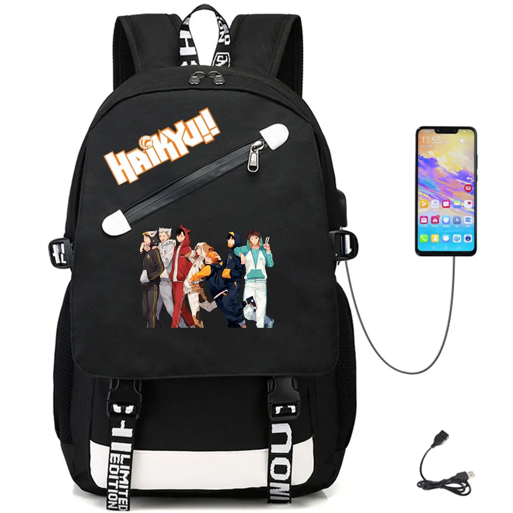 

Аниме Haikyuu! Тканевый рюкзак для ноутбука, с USB-портом