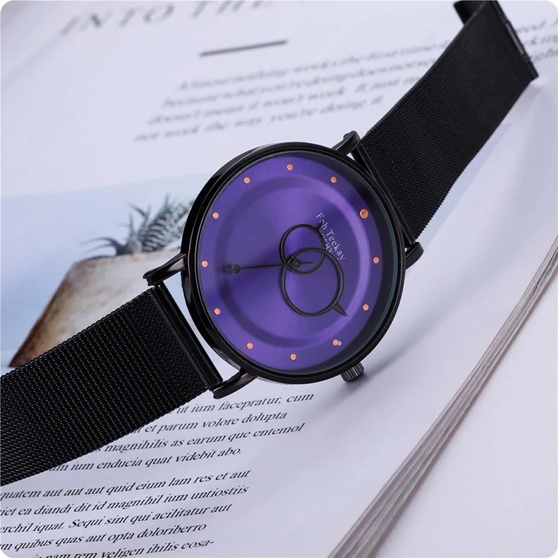 Мужские наручные часы с сетчатым ремешком новые стильные круглым для деловых