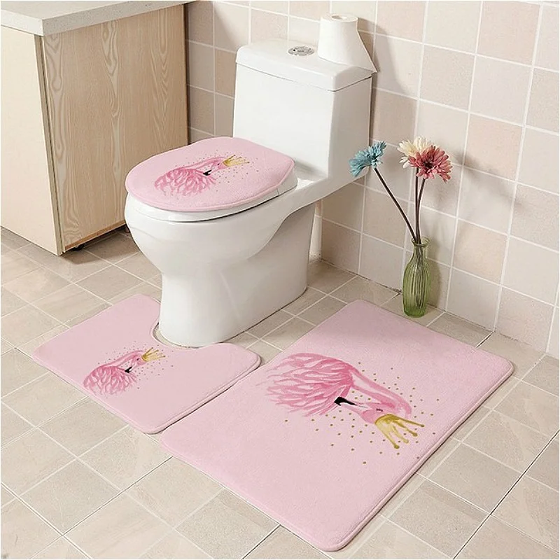 Koop Flanel Badkamer Badmat Set Nordic Flamingo Toilet Seat Cover Kamer Voet Mat Wc Voetstuk Tapijt Wc Deksel Covers Kussen Matten