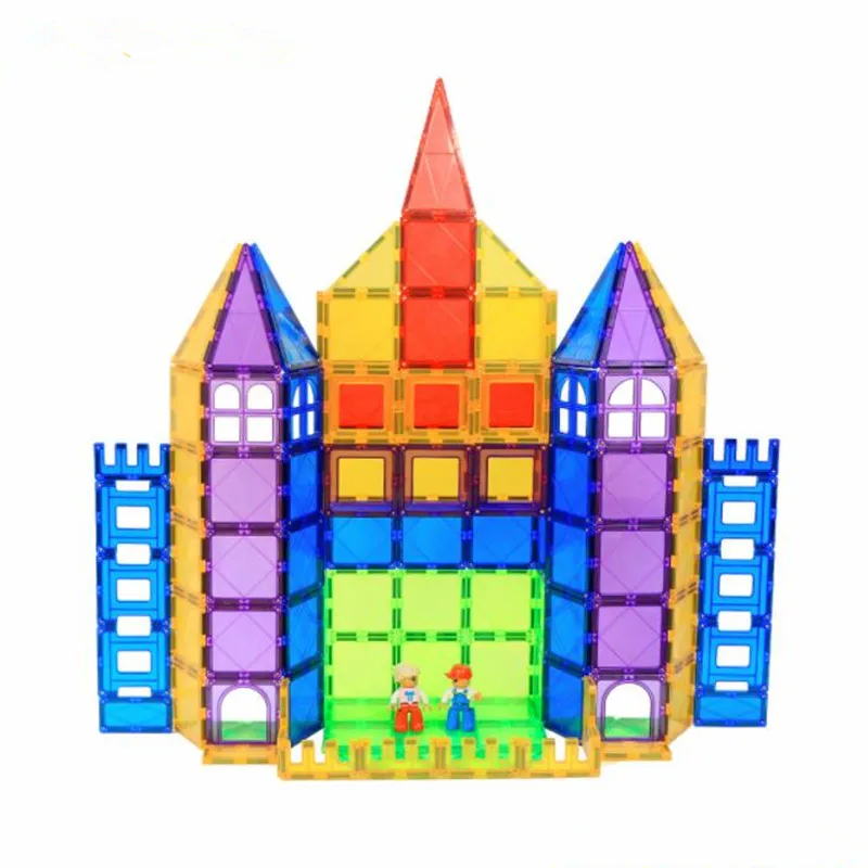 

38-53PCS Transparente Magnetic Tiles Magnetic Constructor Technic Building Block Girls Toys Enlighten Toy For Children gift