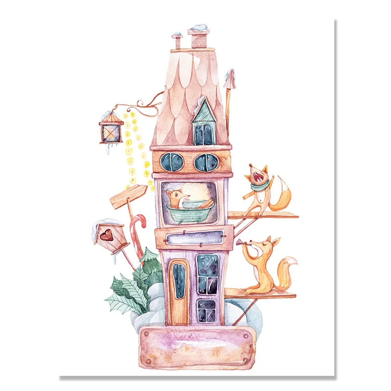 Мультфильм игрушка дом картина скандинавский постер Cuadros стиль дети Decoracion салон