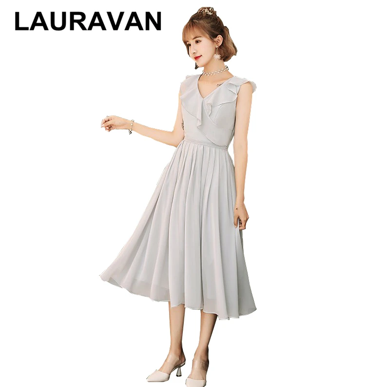 Сексуальное серое платье подружки невесты с корсетом и v образным вырезом