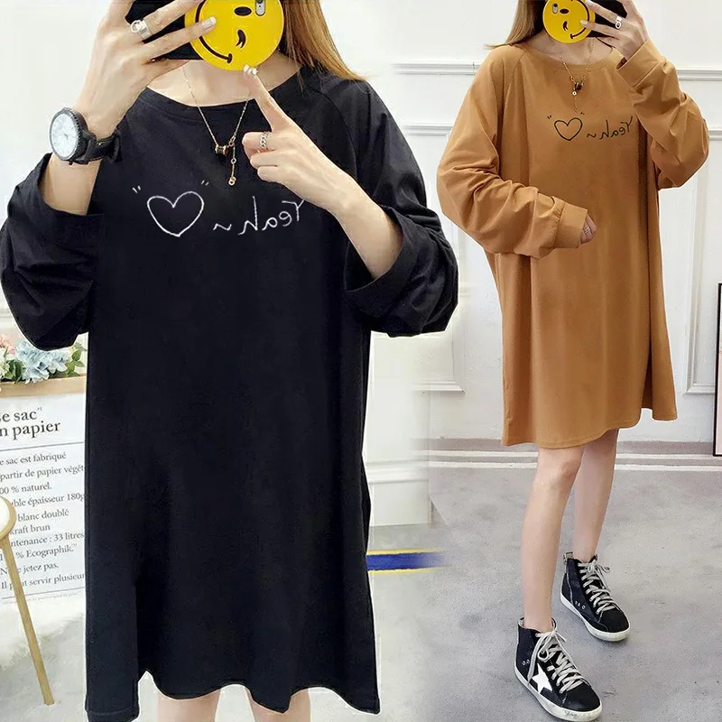 Женское Хлопковое платье с длинным рукавом свободное тонкое нижнее белье