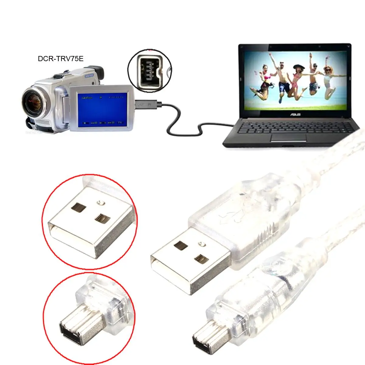 Cablecc CY 100 см USB штекер к IEEE 1394 Firewire 4-контактный iLink адаптер кабель для телефона DV |