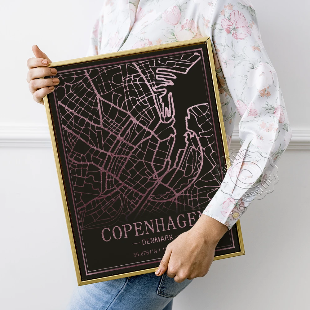 

World Tourist City Map Prints Poster, Copenhagen Denmark Attractions Art Prints, Personalized Science Fiction Canvas Painting