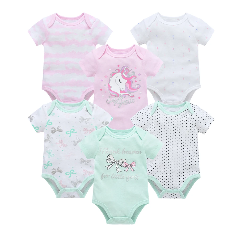 

Kavkas Newborn Baby Bodysuit Short SLeeve 100% Cotton bebe Unicorn Clothes 3 6 pcs/lot 0-12 months Cartoon Clothing