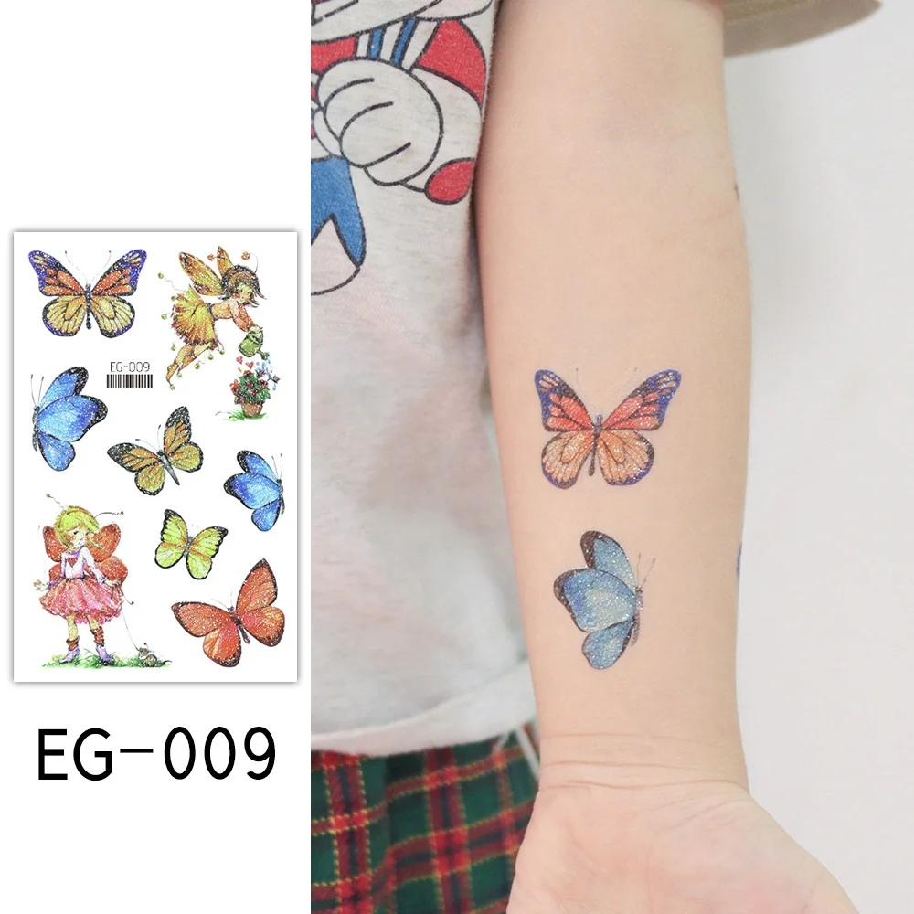 12 видов блестящих детских татуировок мультяшный цветок бабочка сказочные