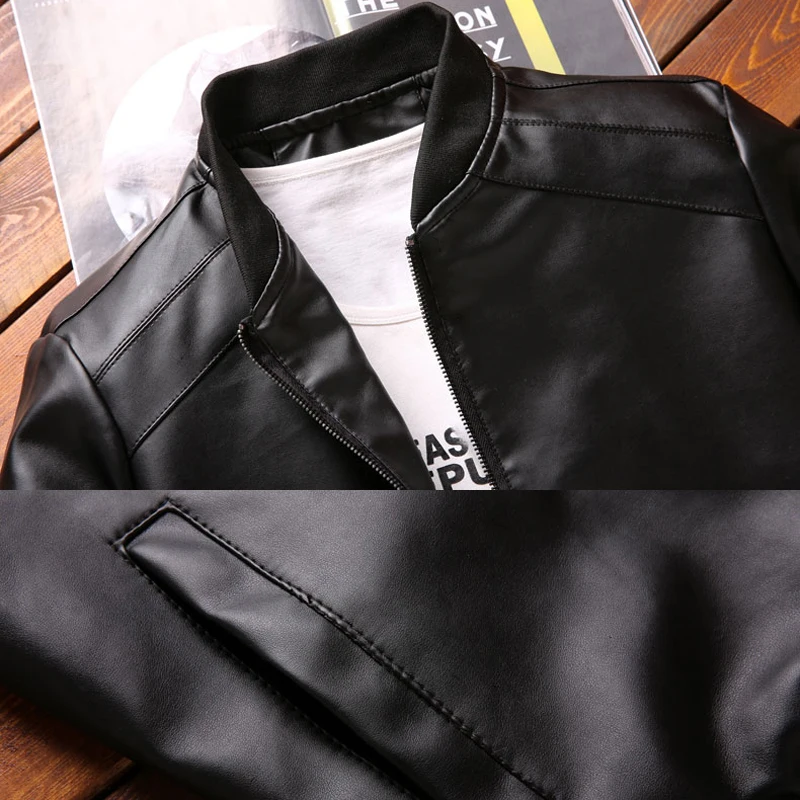 

Brand Spring Autumn Men Leather Jackets Classic Slim Fit Male PU Leather Coats Motorcycle Biker Streetwear Smart Casual