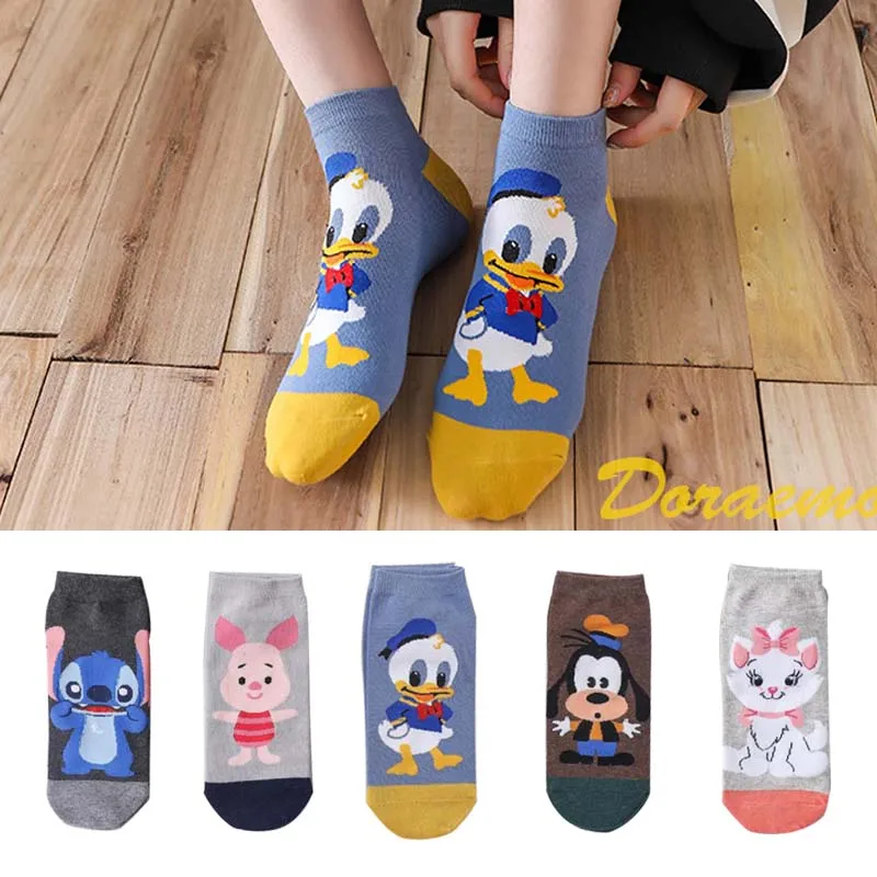5 Pairs/Lot Casual women socks Korea cartoon animal mouse duck bear socks Cotton girl funny ankle socks size 35-41 dropshipping
