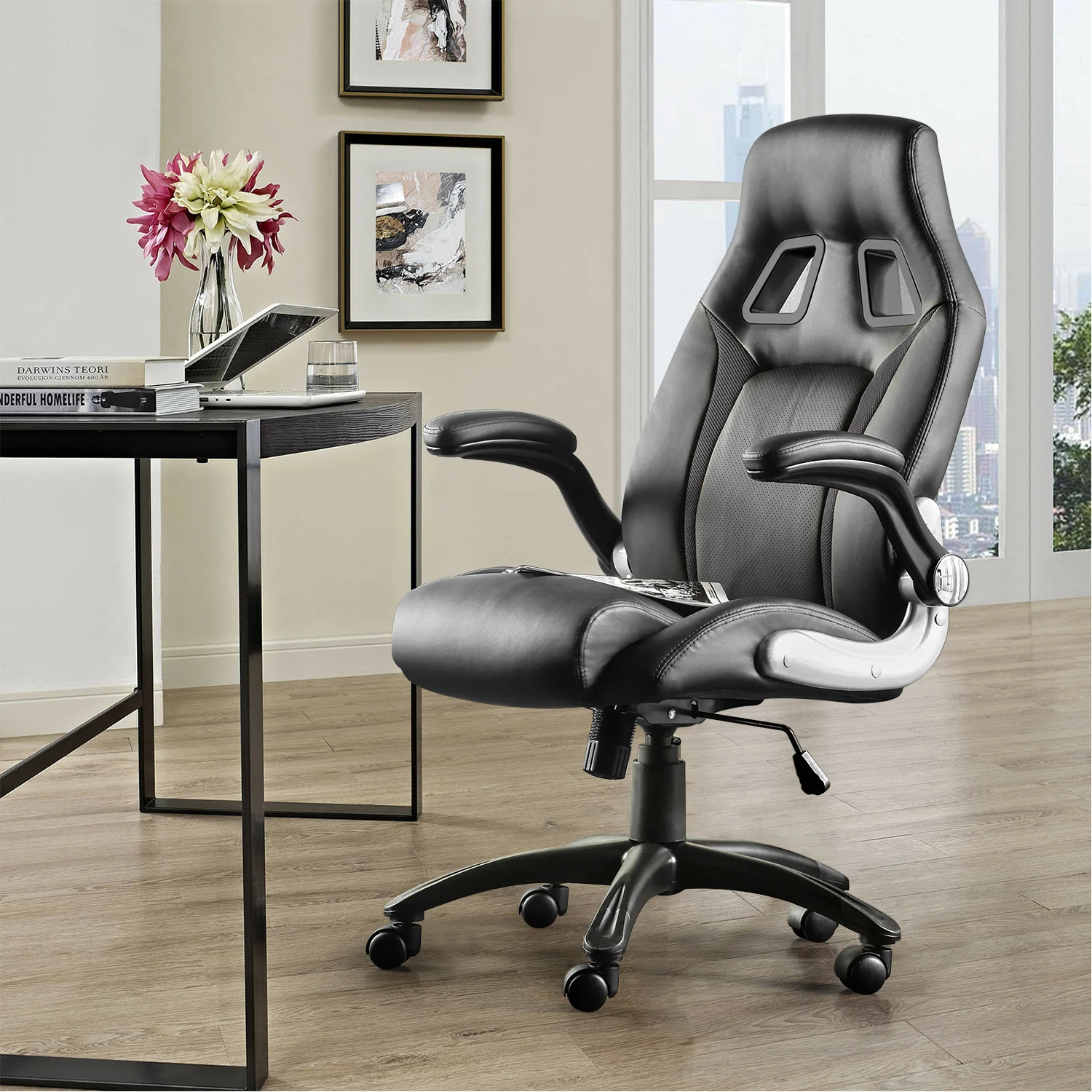 

Furgle Office Chair Racing Chair Sports Seat Gaming chair with Footrest Artificial Leather Height-Adjustable Desk Chair