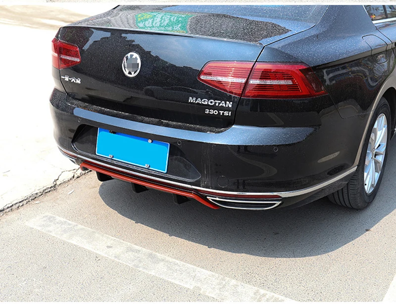 

For Volkswagen Passat B8 2017 2018 2019 ABS Black Sliver Rear Bumper Lip Trunk Spoiler Rear Diffuser Protector Car Styling