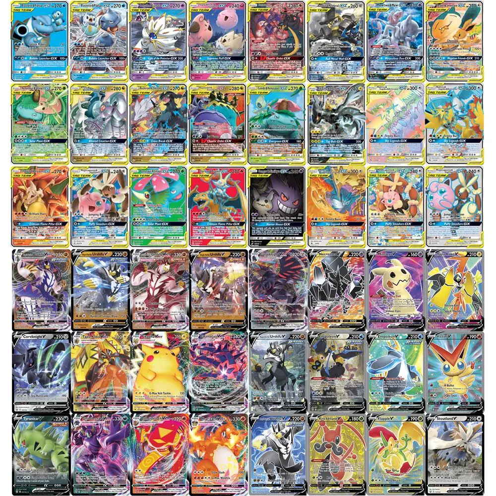 Juego de cartas de Pok&eacute;mon franc&eacute;s para ni&ntilde;os, juego de cartas de Pok&eacute;mon de 50-200 uds, GX Vmax V Max, batalla brillante-5