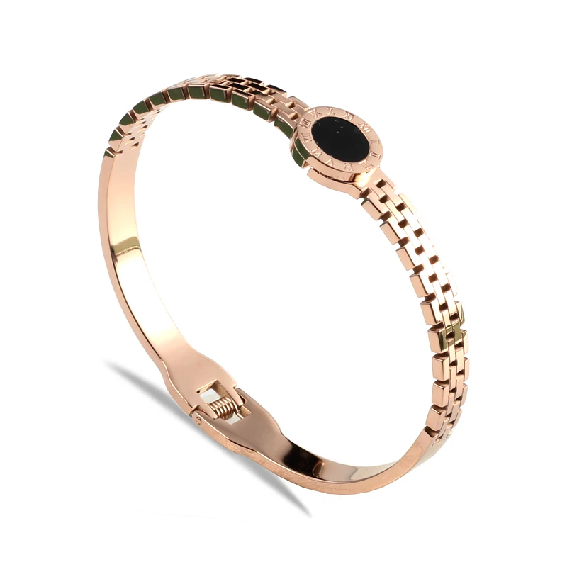 URSJEWELRY розовый золотой браслет на запястье браслеты для женщин сделаны из нержавеющей стали 316L гипоаллергенные римские ювелирные изделия с цифрами - Metal Color: rose gold 64