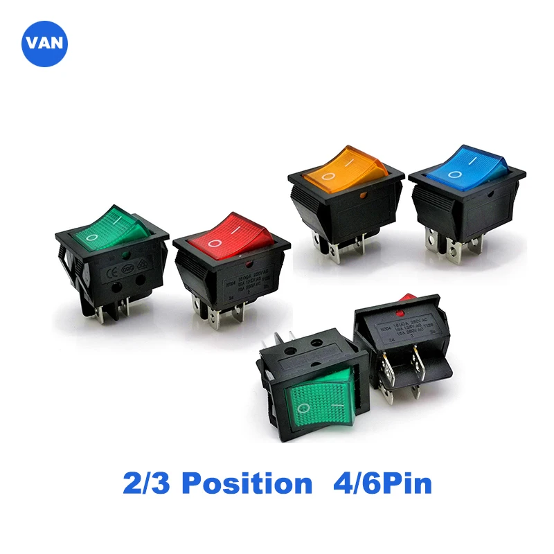 KCD4 клавишный переключатель ВКЛ-ВЫКЛ 2/3 положение 4 контакта/6 контактов