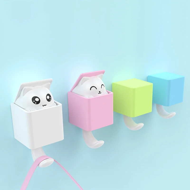 

Креативный мультяшный Кот крючок вешалка настенный ключ крючки держатель декоративная одежда шляпа сумочка вешалки для ванной комнаты Орг...