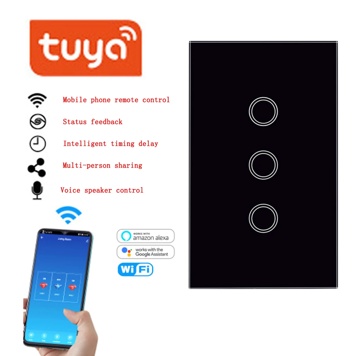 Настенный выключатель настенный светильник стандарт США Wi-Fi сенсорная панель