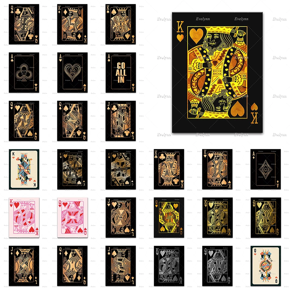 

2021 Yellow Queen King Poker Quotes Nordic Poster Ace King Of Hearts Queen Of Hearts Modern Living Room Decor Canvas Wall Prints